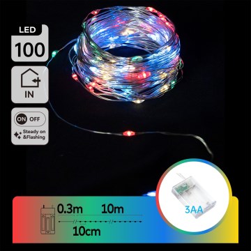 Aigostar - LED-Lichterkette 100xLED/3xAA 10,3m mehrfarbig