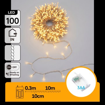 Aigostar - LED-Lichterkette 100xLED/3xAA 10,3m warmweiß