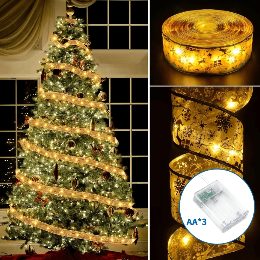 Aigostar - LED-Lichterkette 100xLED/3xAA 10 m warmweiß goldfarben
