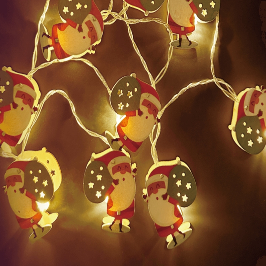 Aigostar - LED-Lichterkette 10xLED/3xAA, 1,5 m, warmweiß, Santa Claus