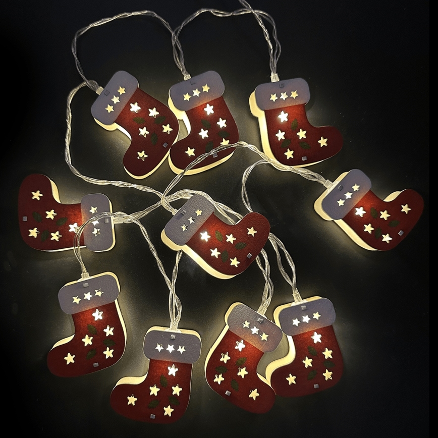 Aigostar - LED-Lichterkette 10xLED/3xAA 1,5 m warmweiß Strümpfe