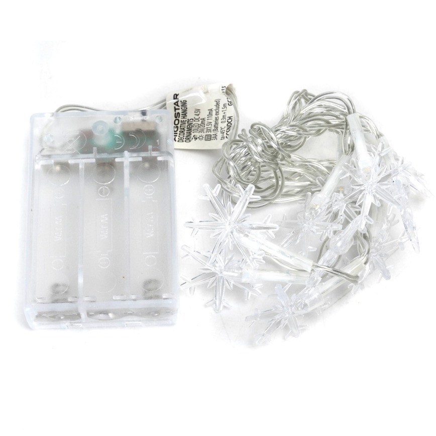 Aigostar - LED-Lichterkette 10xLED/3xAA 1,5m warmweiß Schneeflocken