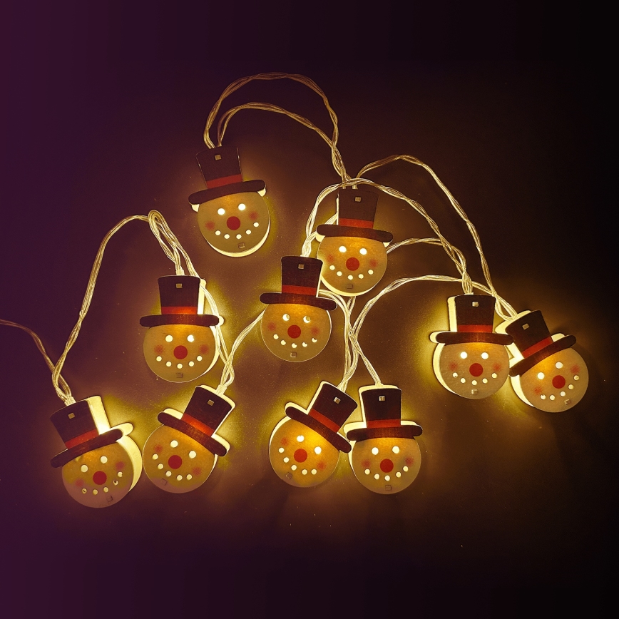 Aigostar - LED  Lichterkette 10xLED/3xAA 1,5m warmweiß Schneemann