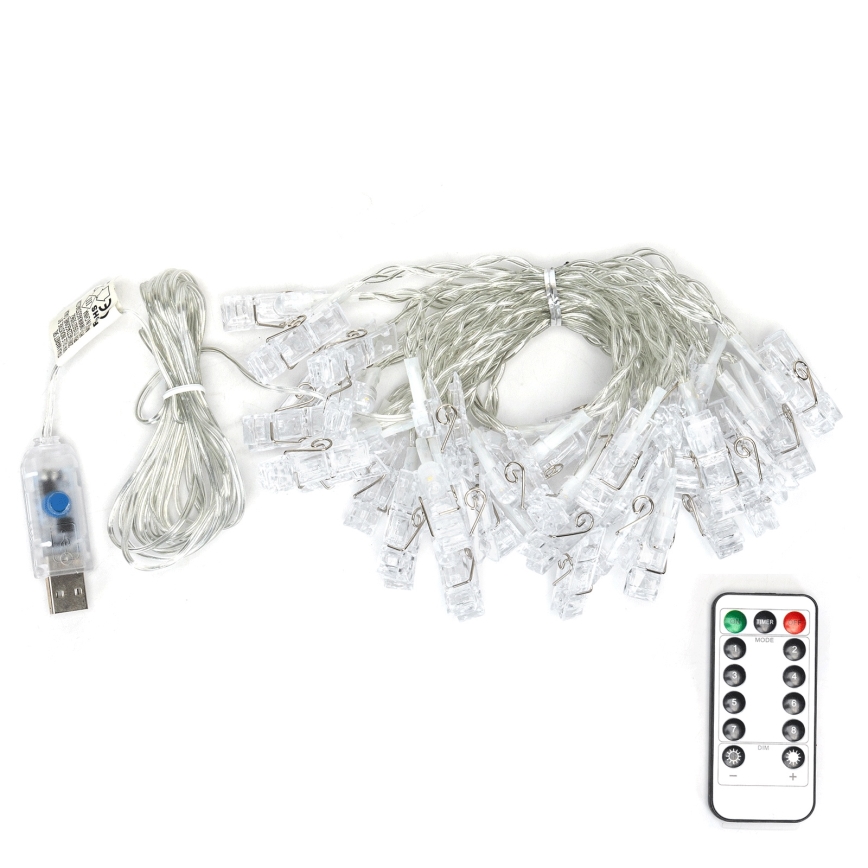 Aigostar - LED Lichterkette 40xLED/5W/USB 9 m warmweiß