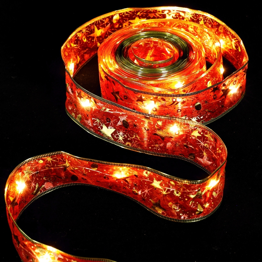 Aigostar - LED-Lichterkette 50 LEDs / 3×AA, 5 m, warmweiß, rot