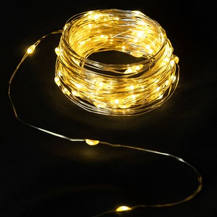 Aigostar - LED-Lichterkette für den Außenbereich, 50 LEDs, 8 Funktionen, 3×AA, 5,3 m, warmweiß
