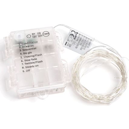 Aigostar - LED-Außen-Lichterkette 50xLED/3xAA IP44 5,3 m kaltweiß