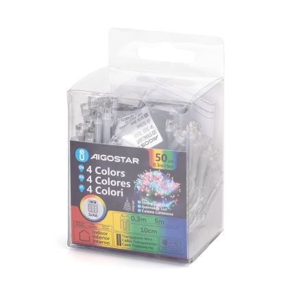 Aigostar - LED Lichterkette 50xLED/3xAA 5,3m mehrfarbig