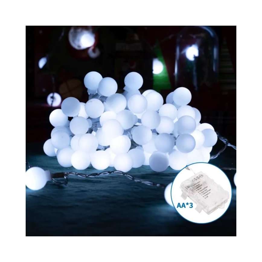 Aigostar - LED Außen-Weihnachtslichterkette 25xLED/3xAA/8 Funktionen 2,8 m IP44 kaltweiß