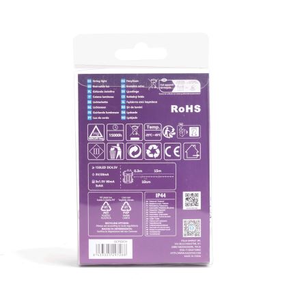 Aigostar - LED-Außen-Lichterkette 150xLED/8 Funktionen/3xAA 15,3m IP44 kaltweiß