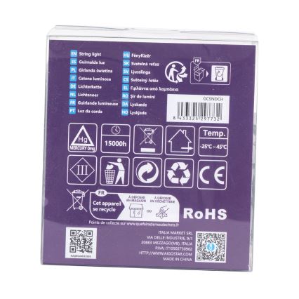 Aigostar - LED-Lichterkette für den Außenbereich 200xLED/8 Funktionen 3xAA 10,3m IP44 mehrfarbig