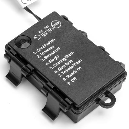 Aigostar - LED-Lichterkette für den Außenbereich, 200 LEDs / 8 Funktionen, 3×AA, 10,3 m, IP44, warmweiß