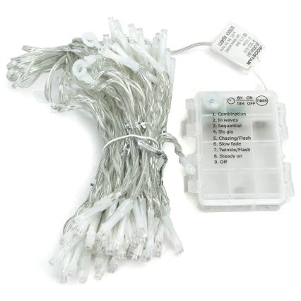 Aigostar - LED-Außen-Weihnachtslichterkette 372xLED/8 Funktionen 3xAA 6x1,2m IP44 warmweiß