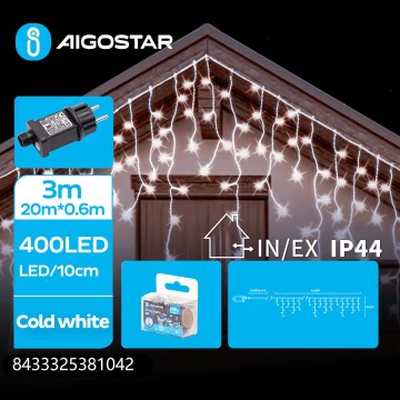 Aigostar - LED-Lichterkette für den Außenbereich 400 LEDs/8 Funktionen 23x0,6m IP44 kaltweiß