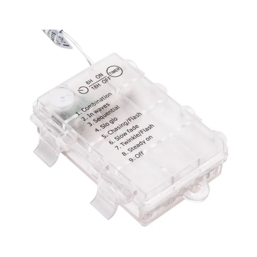 Aigostar - LED-Außen-Lichterkette 50xLED/3xAA/8 Funktionen 5,3 m IP44 kaltweiß