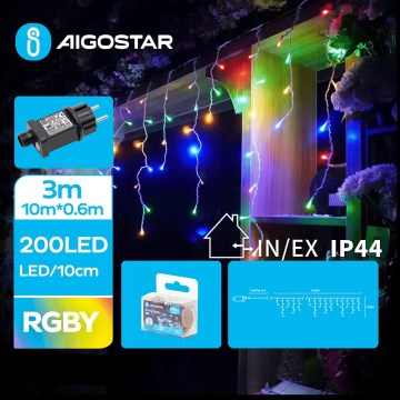 Aigostar - LED-Lichterkette für den Außenbereich, Weihnachtsbeleuchtung, 200 LEDs / 8 Funktionen, 13 × 0,6 m, IP44, mehrfarbig