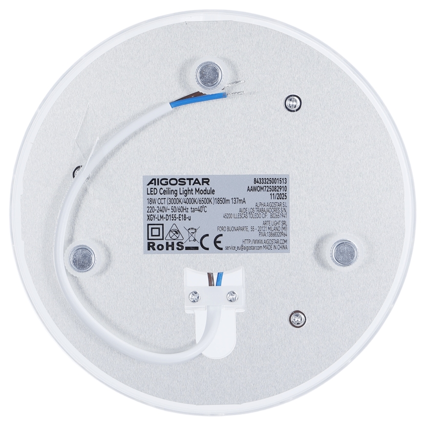 Aigostar - LED-Magnetmodul, 18W, 230V, 3000/4000/6500K