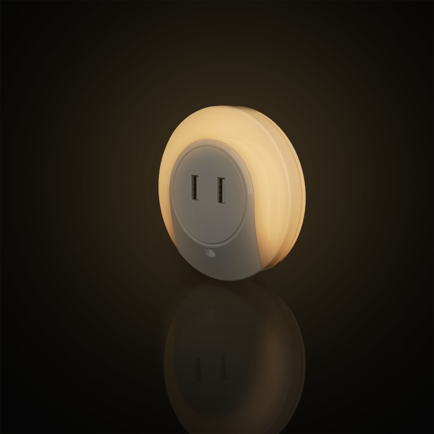 Aigostar - LED-Nachtlicht mit Dämmerungssensor für die Steckdose mit USB LED/0,4W/230V