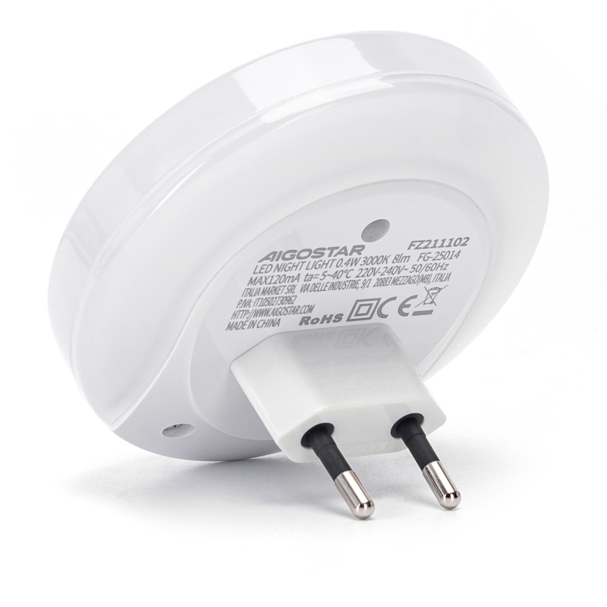Aigostar - LED-Nachtlicht mit Dämmerungssensor für die Steckdose mit USB LED/0,4W/230V