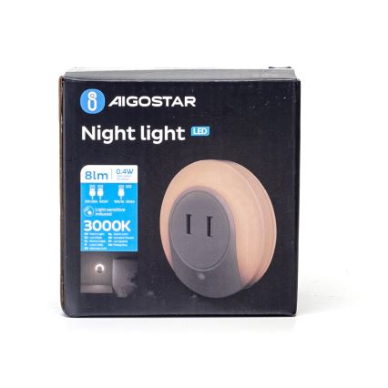 Aigostar - LED-Nachtlicht mit Dämmerungssensor für die Steckdose mit USB LED/0,4W/230V