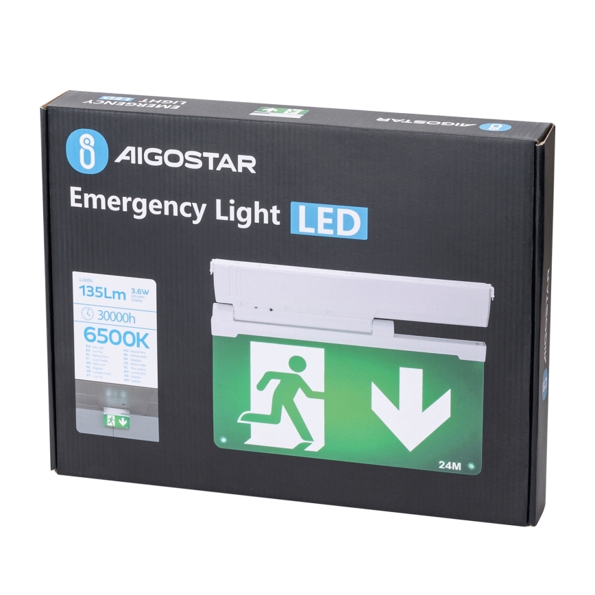 Aigostar - LED-Notleuchte EMERGENCY EXIT LED/3,6W/230V 6500K 500mAh