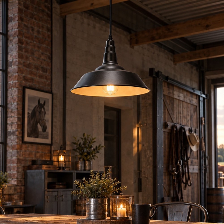 Aigostar - LED-Pendelleuchte an Stahlseil 1xE27/60W/230V Ø 36 cm schwarz