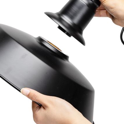 Aigostar - LED-Pendelleuchte an Stahlseil 1xE27/60W/230V Ø 36 cm schwarz