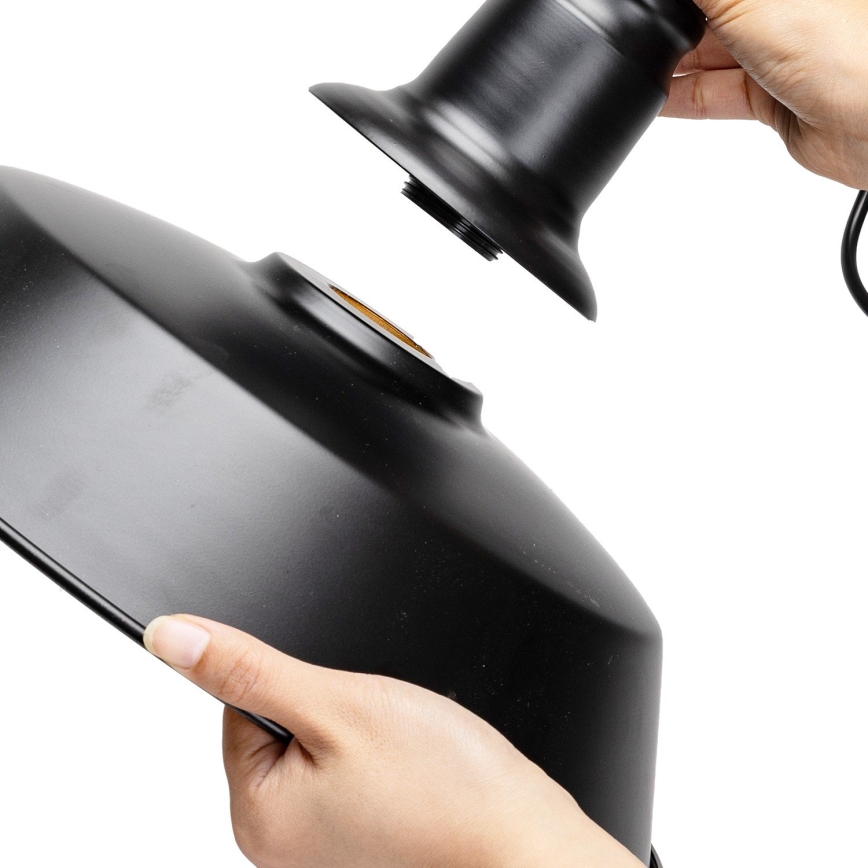 Aigostar - LED-Pendelleuchte an Stahlseil 1xE27/60W/230V Ø 36 cm schwarz
