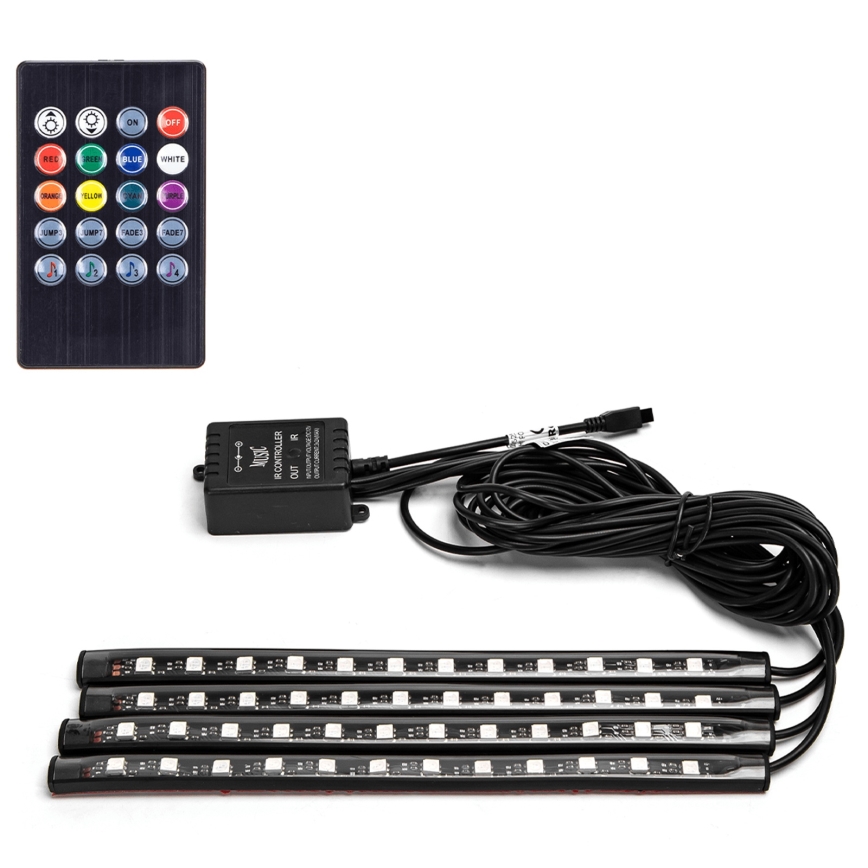 Aigostar - LED RGB dimmbare Streifen fürs Auto LED/4,5W/5V + Fernbedienung