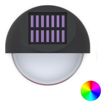 Aigostar - LED RGB Solar-Wandleuchte LED/1W/1,2V schwarz IP44