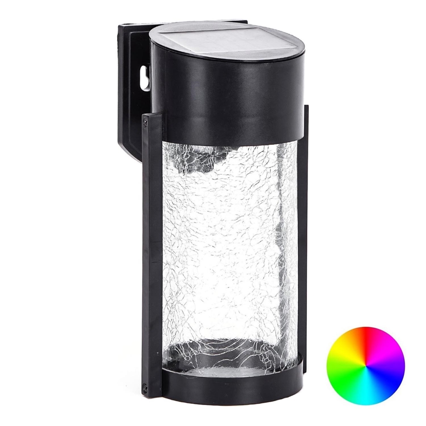 Aigostar - LED RGB Solar-Wandleuchte LED/2W/1,2V 300 mAh schwarz IP44
