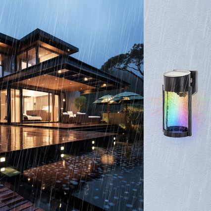 Aigostar - LED RGB Solar-Wandleuchte LED/2W/1,2V 300 mAh schwarz IP44