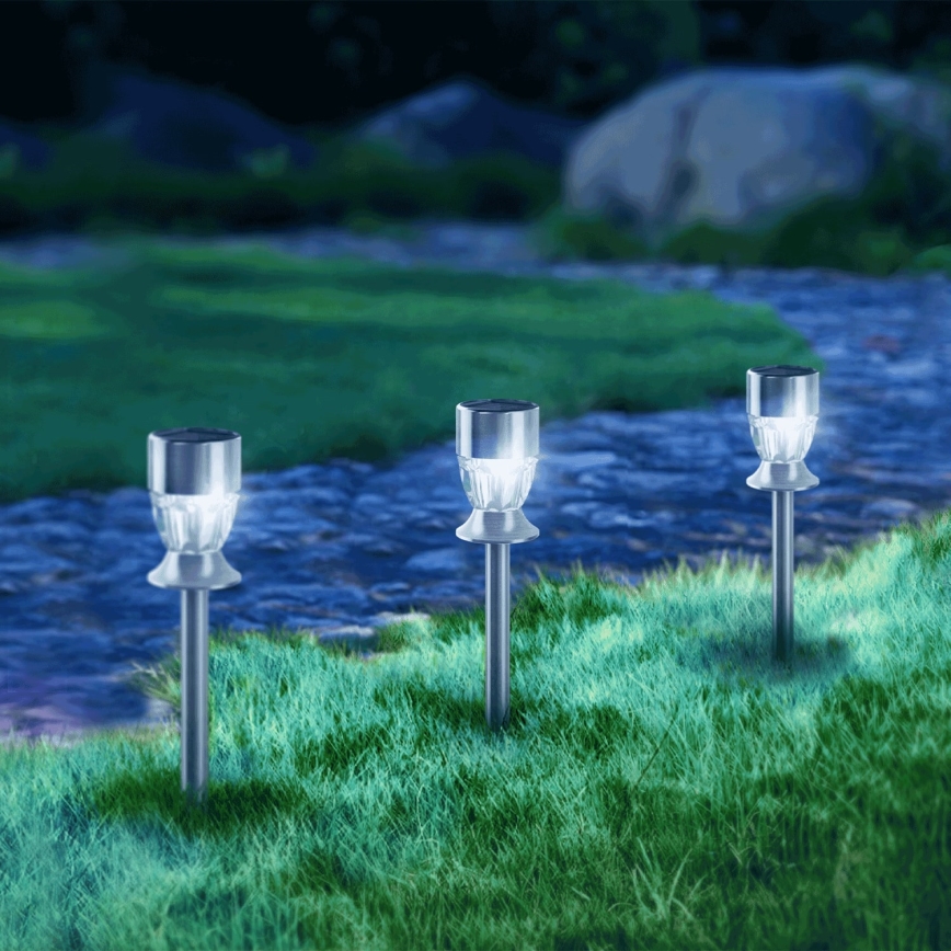 Aigostar - LED-RGB-Solarleuchte LED/0,006W/1,2V 35,5 cm 100 mAh matt Chrom IP44