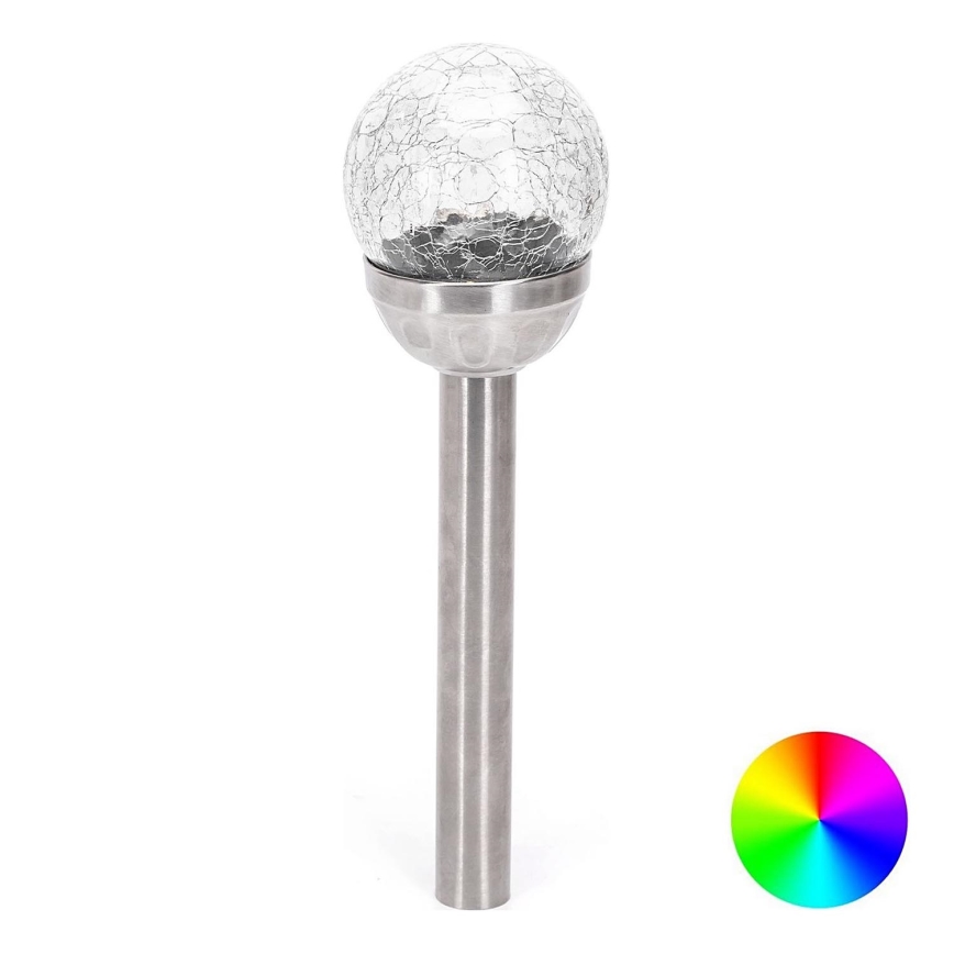Aigostar - LED-RGB-Solarleuchte LED/0,006W/1,2V 37,8cm 100 mAh matt Chrom IP44