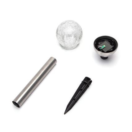 Aigostar - LED-RGB-Solarleuchte LED/0,006W/1,2V 37,8cm 100 mAh matt Chrom IP44