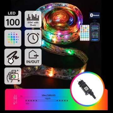 Aigostar - LED RGBICW Smart Außen-Weihnachtslichterkette MESH 100xLED 10 m IP44 + Fernbedienung