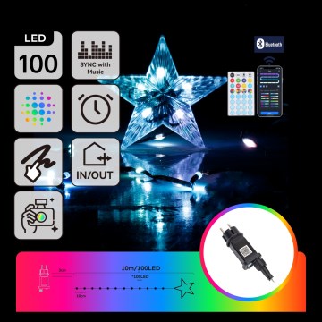 Aigostar - LED RGBICW Smart Außen-Weihnachtslichterkette MESH 100xLED 10m IP44 + Fernbedienung