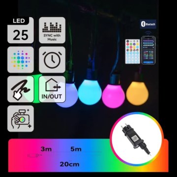 Aigostar - LED RGBICW Smarte Outdoor-Lichterkette MESH 25 LEDs 5 m IP44 + Fernbedienung