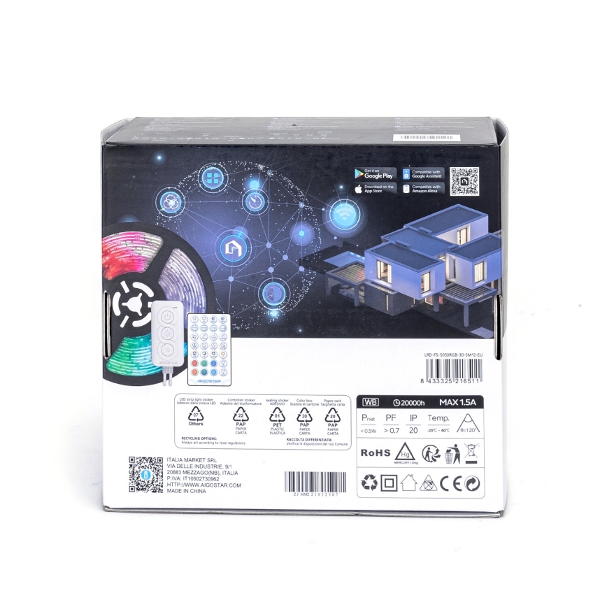 Aigostar - LED RGBW dimmbarer LED-Streifen/18W/12V 2x5 m Wi-Fi