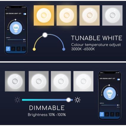 Aigostar - LED RGBW dimmbare Deckenleuchte 18W/230V Ø 34 cm Wi-Fi