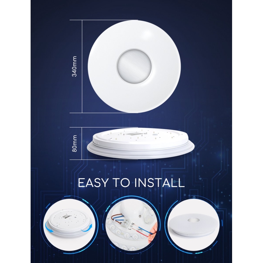 Aigostar - LED RGBW dimmbare Deckenleuchte 18W/230V Ø 34 cm Wi-Fi