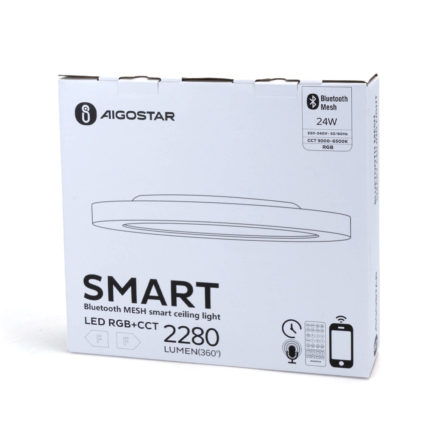 Aigostar - LED RGBW dimmbare Deckenleuchte MESH LED/24W/230V 3000-6500K Weiß + Fernbedienung