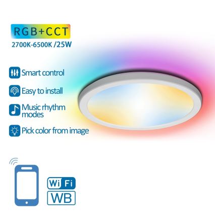 Aigostar - LED RGBW dimmbare Deckenleuchte LED/25W/230V 2700-6500K Wi-Fi