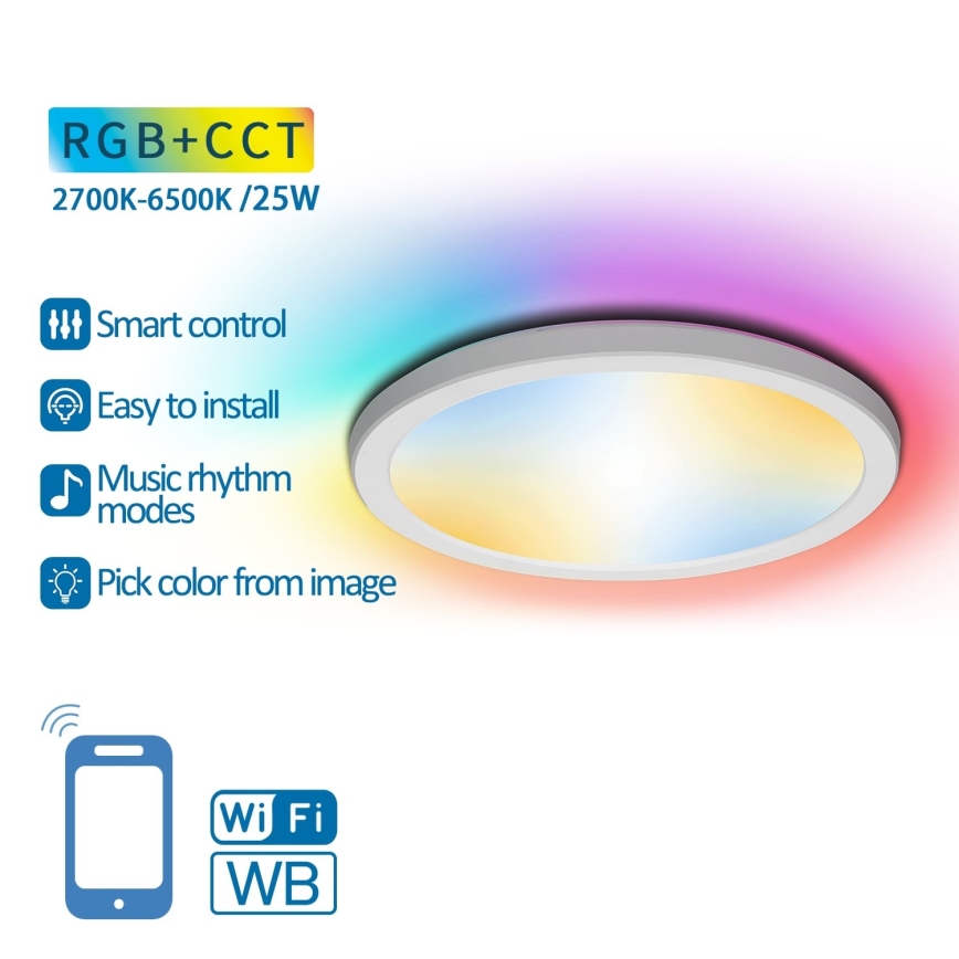 Aigostar - LED RGBW dimmbare Deckenleuchte LED/25W/230V 2700-6500K Wi-Fi