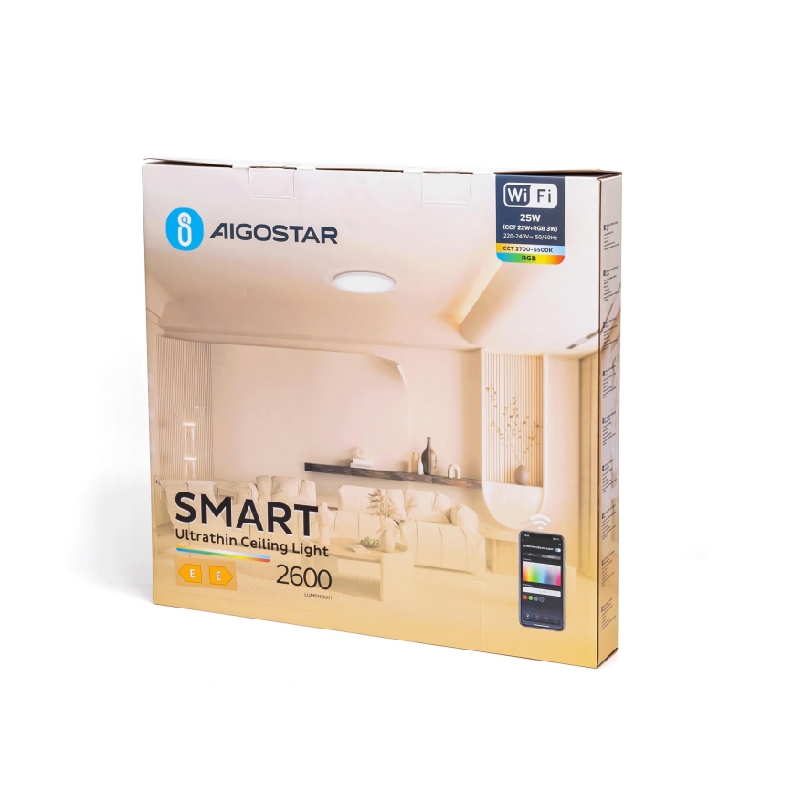Aigostar - LED RGBW dimmbare Deckenleuchte LED/25W/230V 2700-6500K Wi-Fi