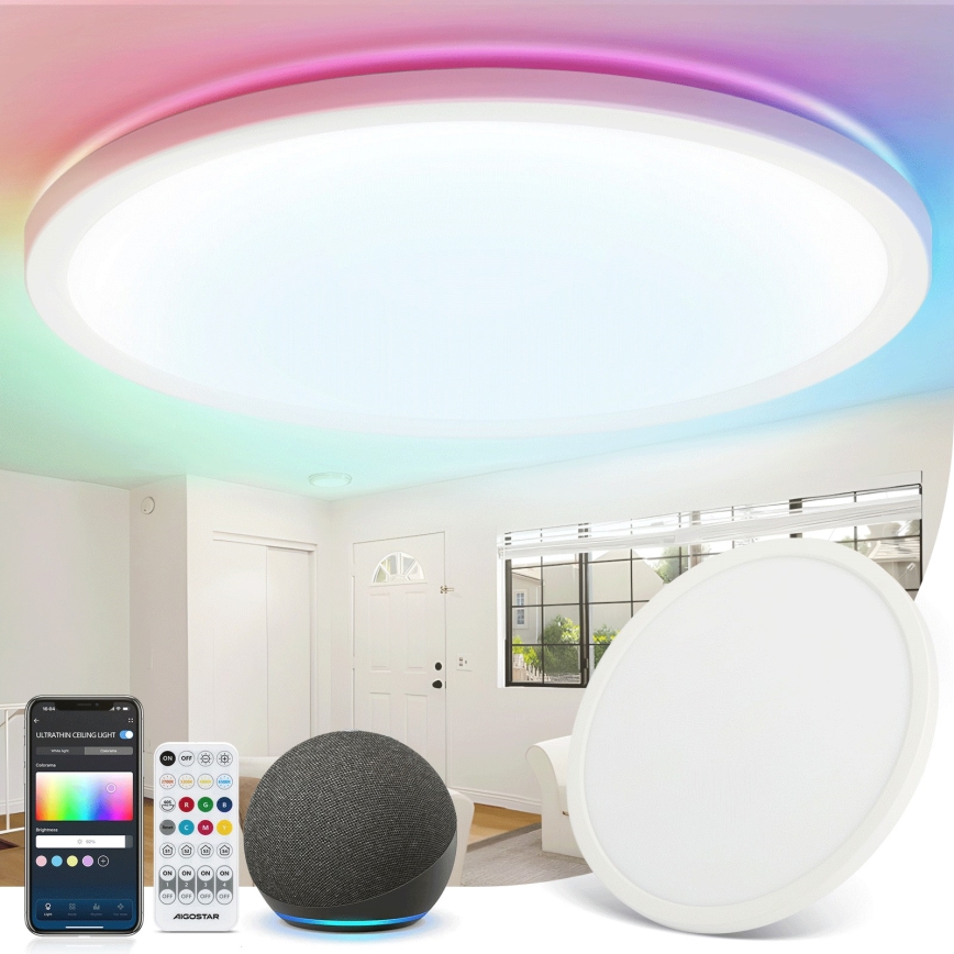 Aigostar - LED RGBW dimmbare Deckenleuchte MESH LED/36W/230V 3000-6500K Weiß + Fernbedienung