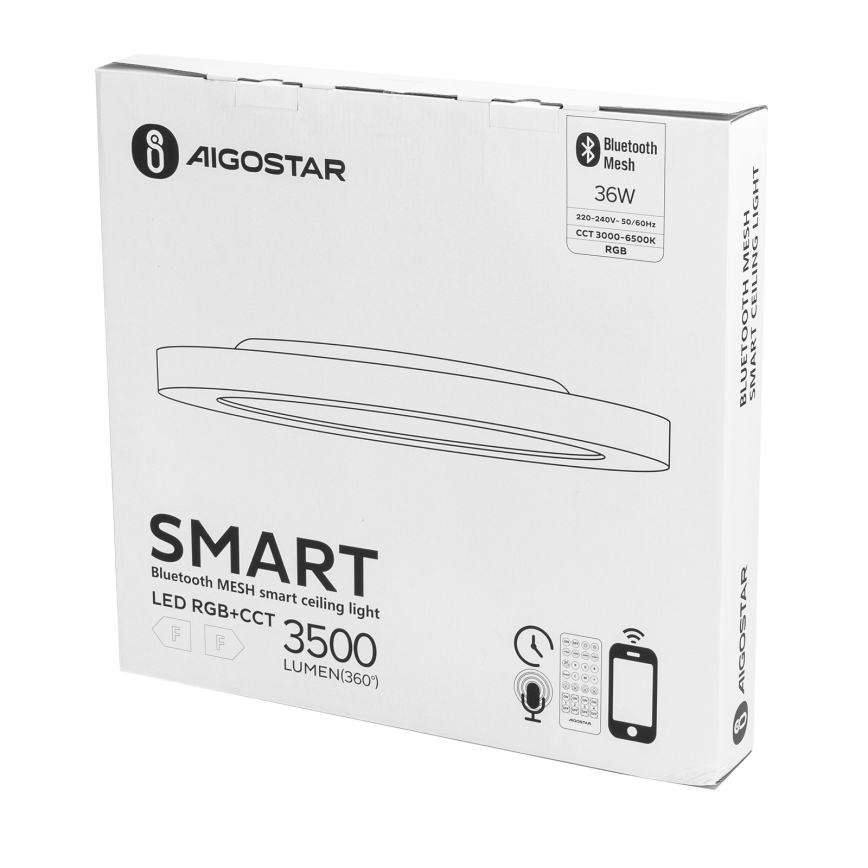 Aigostar - LED RGBW dimmbare Deckenleuchte MESH LED/36W/230V 3000-6500K Weiß + Fernbedienung