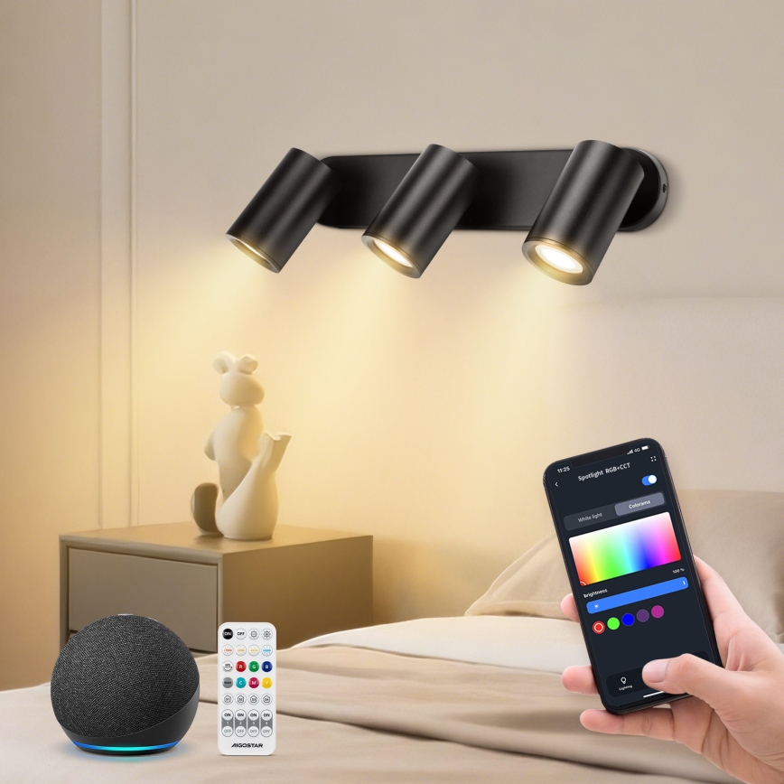 Aigostar - LED RGBW dimmbarer Einbaustrahler MESH 3xLED/4,9W/230V 2700-6500K Weiß + Fernbedienung