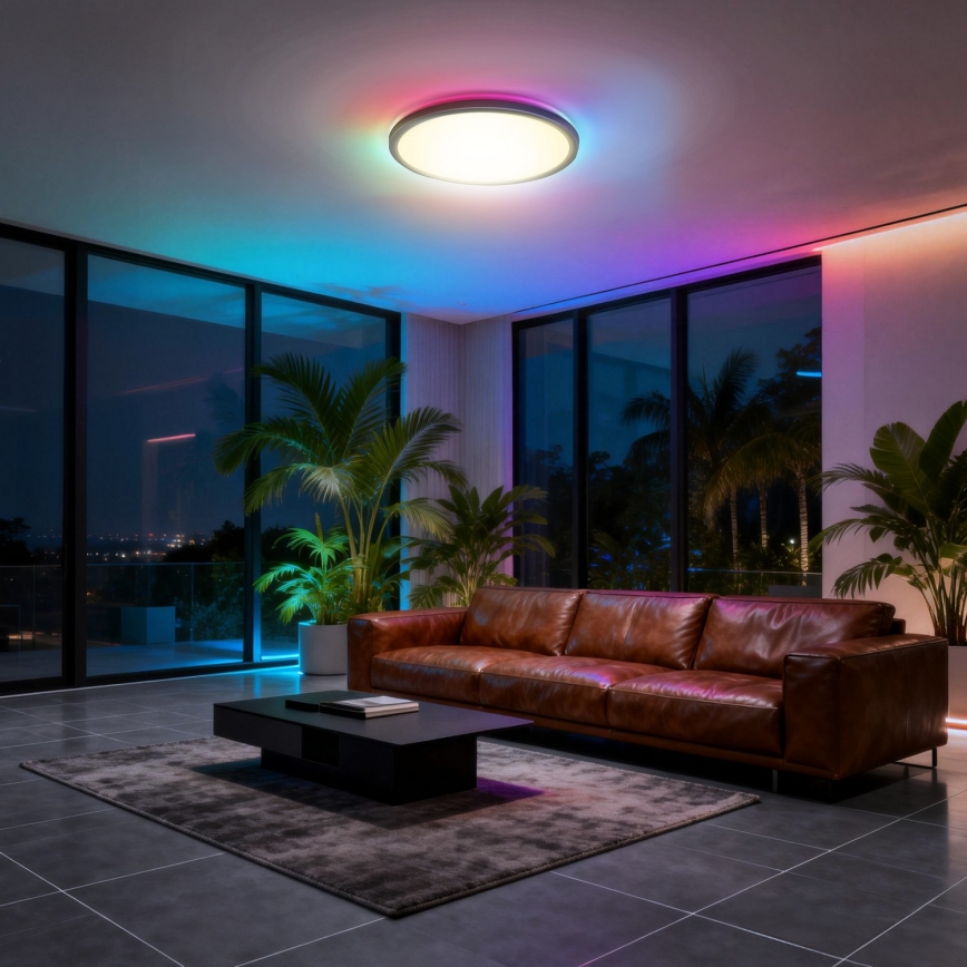 Aigostar - LED RGBW Dimmbare Deckenleuchte MESH LED/24W/230V 3000-6500K schwarz + Fernbedienung