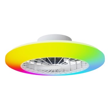 Aigostar - LED RGBW dimmbare Deckenleuchte mit Ventilator LED/40W/230V 2700-6500K Ø 48,5 cm Weiß + Fernbedienung
